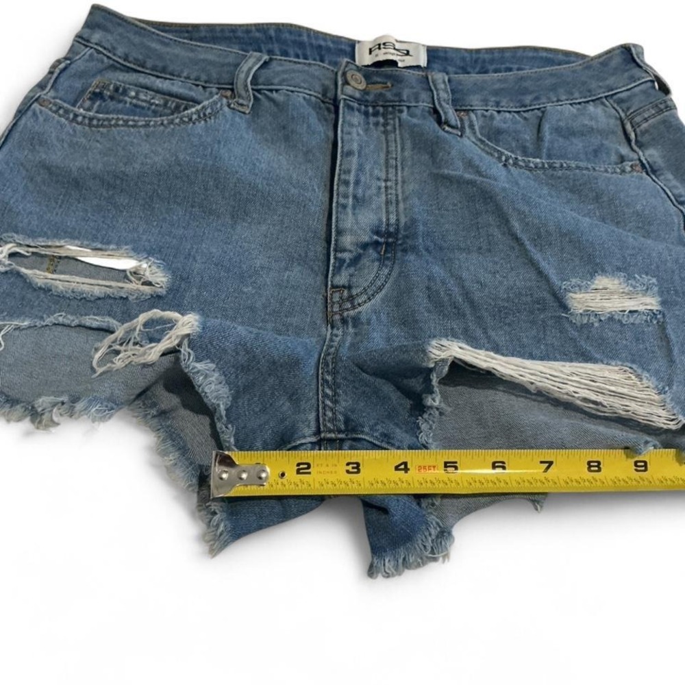 RSQ Denim Shorts Womens 30 Blue Excellent Distressed Vintage High Rise Raw Hem - Picture 4 of 8